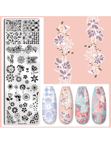 Kit de Estampado de Uñas Biutee - 10 Placas + Estampador