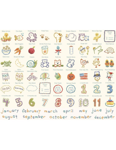 Calendario de Bebé C.R. Gibson Animales 28x46 cm con Pegatinas