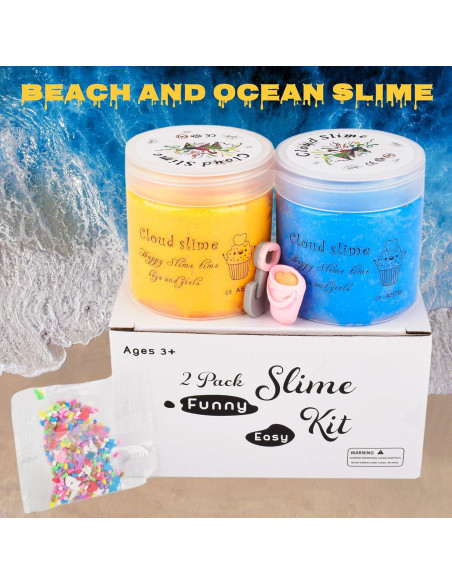 Paquete de 2 Slime Nube Playa y Océano Niuruilsi 332g Paquete de 2 Slime Nube Playa y Océano Niuruilsi 332g