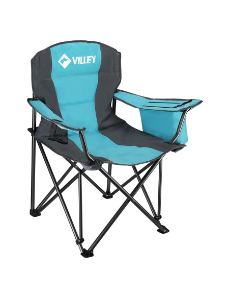Silla de Camping VILLEY Plegable Sobredimensionada Azul Silla de Camping VILLEY Plegable Sobredimensionada Azul