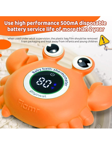 Termómetro de Baño para Bebés GOYOWAT Cangrejo Naranja LED