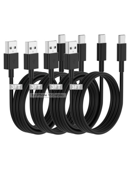 Cable Carplay USB A a USB C Cabepow 3FT - Paquete de 4 Cable Carplay USB A a USB C Cabepow 3FT - Paquete de 4