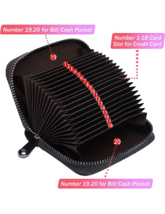 Cartera de Cuero Genuino Linno RFID 20 Slots Negra 2