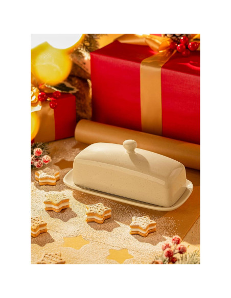 Plato de Mantequilla Sweese Beige con Tapa 19.8 cm Cerámica Plato de Mantequilla Sweese Beige con Tapa 19.8 cm Cerámica