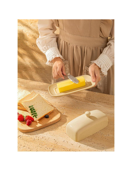 Plato de Mantequilla Sweese Beige con Tapa 19.8 cm Cerámica Plato de Mantequilla Sweese Beige con Tapa 19.8 cm Cerámica