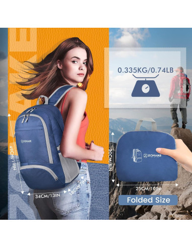 Mochila Plegable ZOMAKE 30L Resistente al Agua Azul Marino