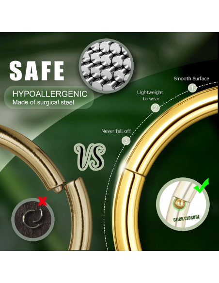 Jstyle 8 Piezas Aros Clicker Acero Inoxidable 18G 6-12MM Jstyle 8 Piezas Aros Clicker Acero Inoxidable 18G 6-12MM