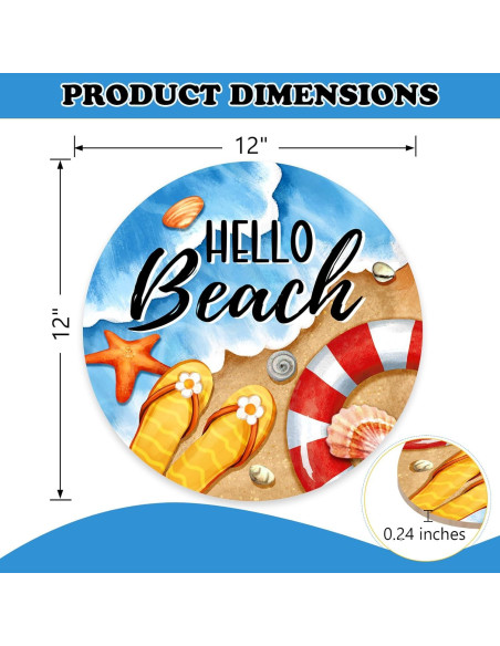 Cartel de Puerta Redondo Bolisom Hola Playa 30.48 cm Decoración Cartel de Puerta Redondo Bolisom Hola Playa 30.48 cm Decoración