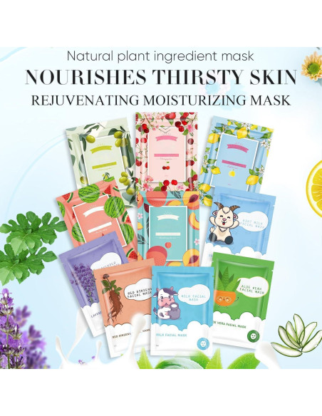 10 Mascarillas Faciales Hidratantes GUOYAOLIFU para Piel Sensible 10 Mascarillas Faciales Hidratantes GUOYAOLIFU para Piel Sensible