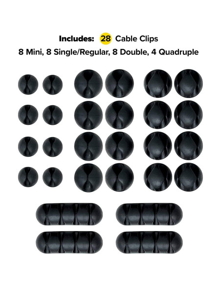 Clip de Cable Adhesivo Wrap-It Storage - Paquete de 28 Piezas Clip de Cable Adhesivo Wrap-It Storage - Paquete de 28 Piezas