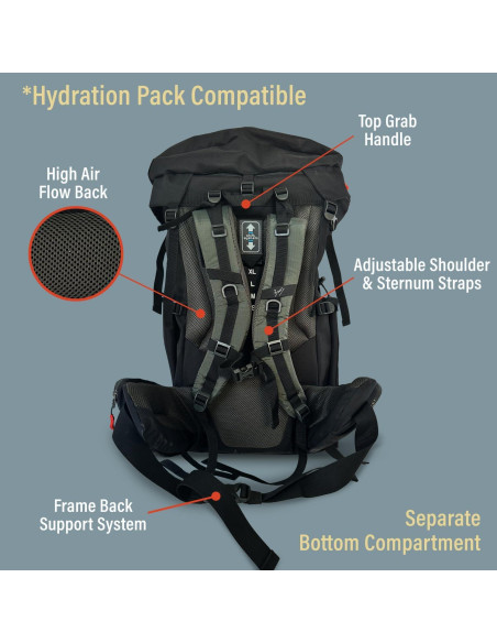 Mochila de Hidratación Bear Grylls 65L + 5L para Aventura Mochila de Hidratación Bear Grylls 65L + 5L para Aventura