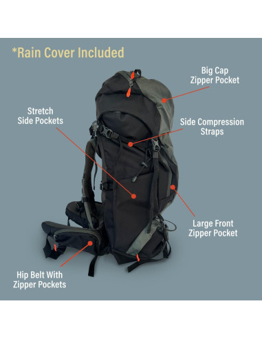 Mochila de Hidratación Bear Grylls 65L + 5L para Aventura