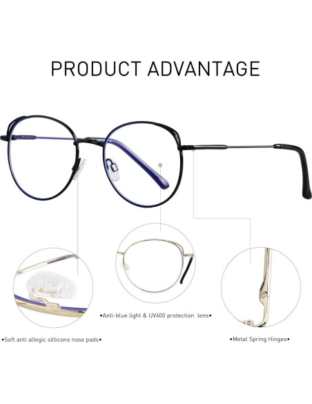 Gafas de Luz Azul ANDWOOD Mujeres Ojos de Gato Metal 2 Pzs Gafas de Luz Azul ANDWOOD Mujeres Ojos de Gato Metal 2 Pzs