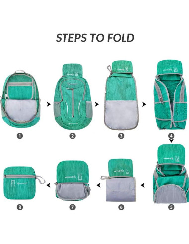 Mochila Plegable ZOMAKE 25L Resistente al Agua Verde