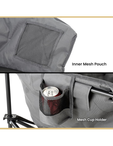 Silla de Camping Plegable ARROWHEAD Gris con Porta Vasos