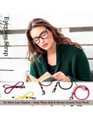 Juego de 12 Correas para Gafas Ajustables de Cuero Colorido