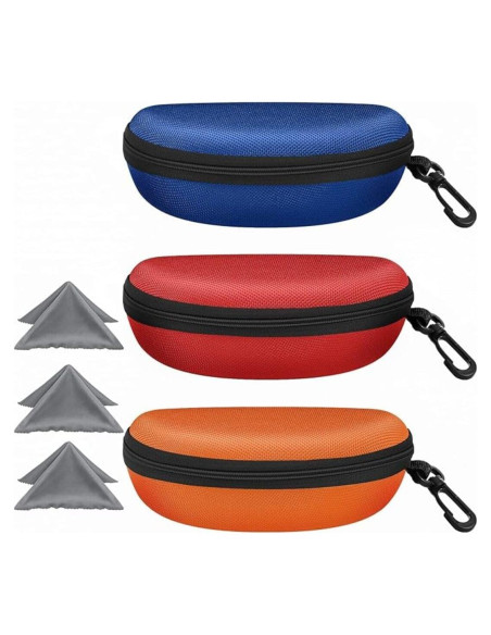 3 Fundas de Gafas de Sol Portátiles con Paño de Limpieza 3 Fundas de Gafas de Sol Portátiles con Paño de Limpieza