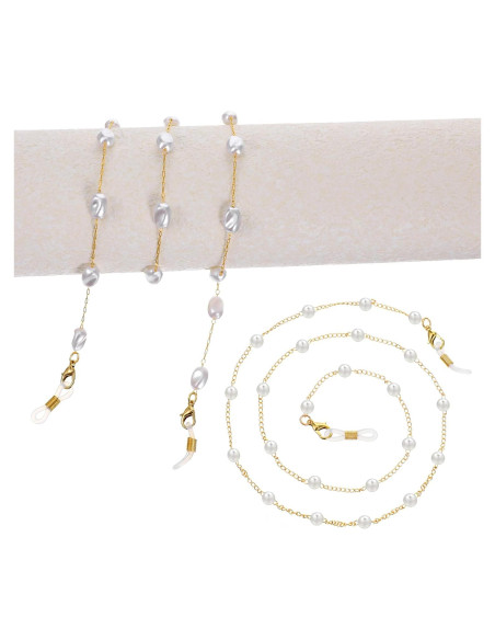 Cadenas de Gafas con Perlas Doradas EupHHonycs - 2 Piezas Cadenas de Gafas con Perlas Doradas EupHHonycs - 2 Piezas