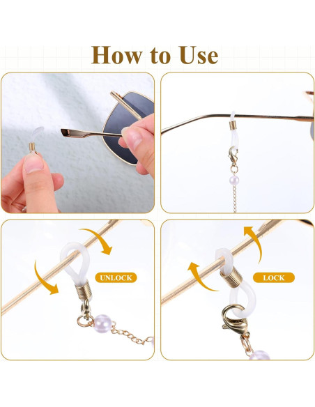 Cadenas de Gafas con Perlas Doradas EupHHonycs - 2 Piezas Cadenas de Gafas con Perlas Doradas EupHHonycs - 2 Piezas