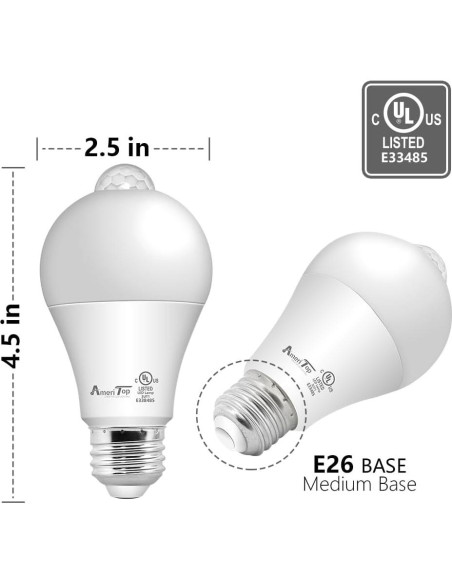 Bombilla LED AmeriTop con Sensor de Movimiento 10W - Paquete de 2 Bombilla LED AmeriTop con Sensor de Movimiento 10W - Paquete de 2