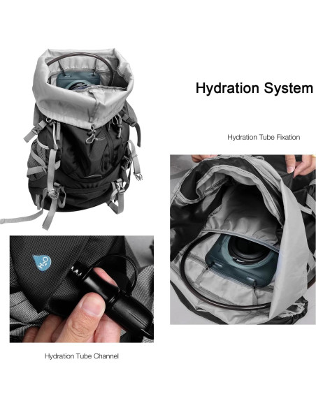 Mochila de Senderismo Outplea 60L Impermeable Negra Mochila de Senderismo Outplea 60L Impermeable Negra