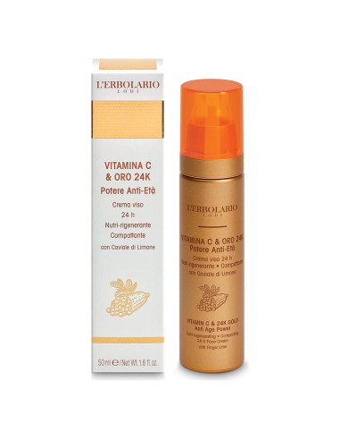 Crema Facial Antienvejecimiento LErbolario con Vitamina C y Oro 50ml