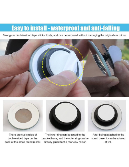 Espejo de Punto Ciego Convexo GLSOWEE 6.2 cm Ajustable 360 Espejo de Punto Ciego Convexo GLSOWEE 6.2 cm Ajustable 360