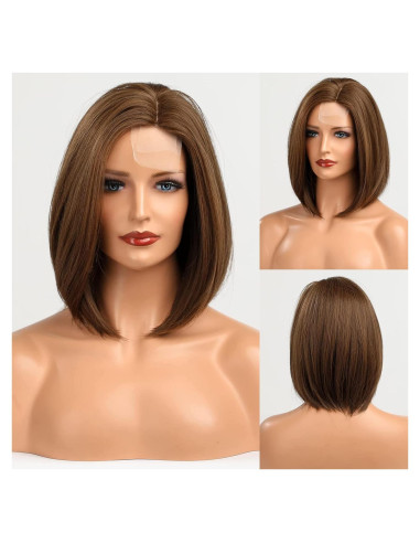Peluca Bob Marrón HAIRCUBE 30 cm Sintética Resistente