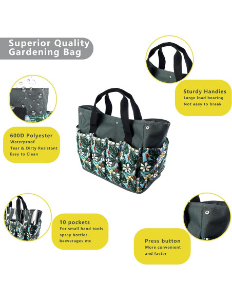 Bolsa de Herramientas de Jardín MeiMeSu Verde 10 Bolsillos Bolsa de Herramientas de Jardín MeiMeSu Verde 10 Bolsillos