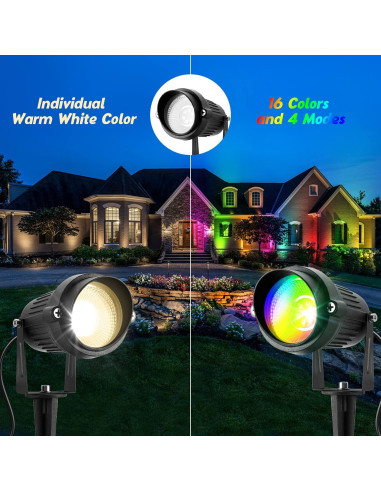 Luces de Paisaje LED RGBW Junview 10W 14 Paquetes Impermeables