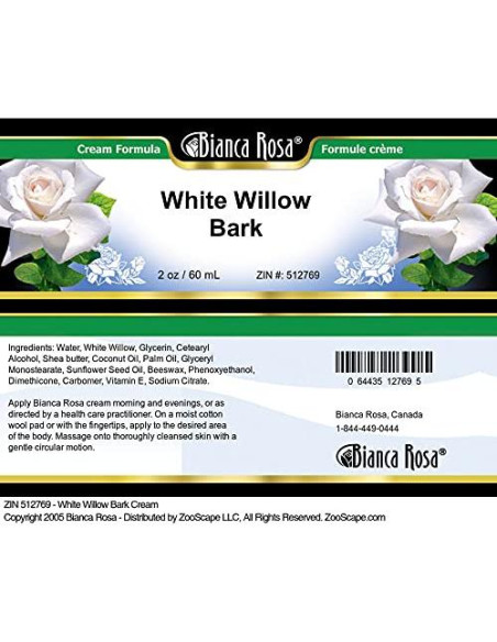 Crema de Corteza de Sauce Blanco Bianca Rosa 56.7 g Crema de Corteza de Sauce Blanco Bianca Rosa 56.7 g