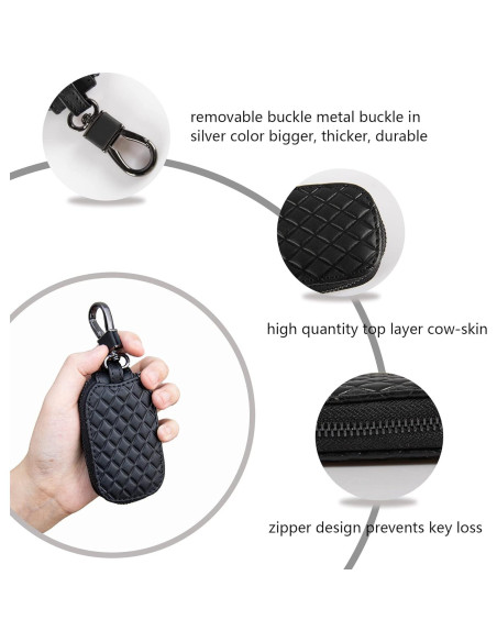 Cubierta de Llave Remota Amiss - Funda de Cuero Genuino Negra Cubierta de Llave Remota Amiss - Funda de Cuero Genuino Negra