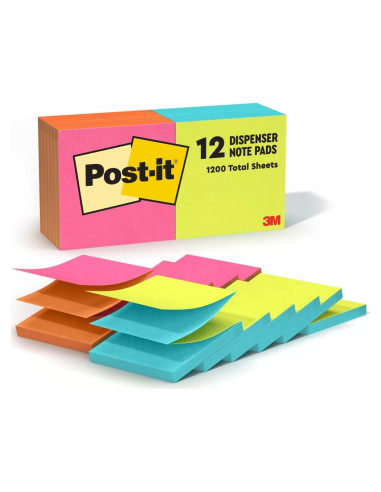 Notas adhesivas Post-it Poptimista 3x3 cm, 12 blocs, reciclables