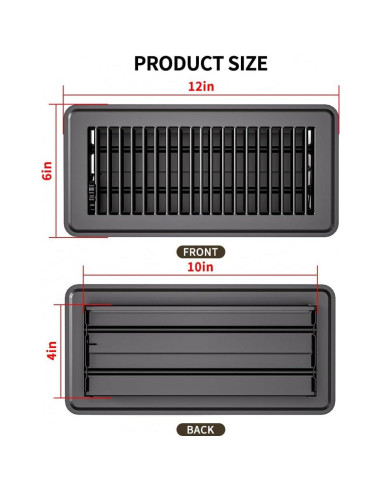 Rejilla de Piso de Acero FanGoFast 10x25 cm Gris Oscuro - 3 Pzas