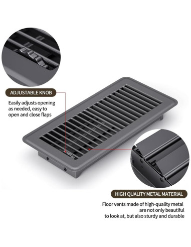 Rejilla de Piso de Acero FanGoFast 10x25 cm Gris Oscuro - 3 Pzas