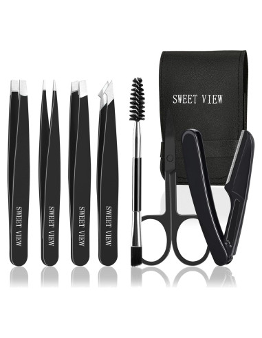 Kit de Pinzas para Cejas 7 Piezas SWEET VIEW Acero Inoxidable