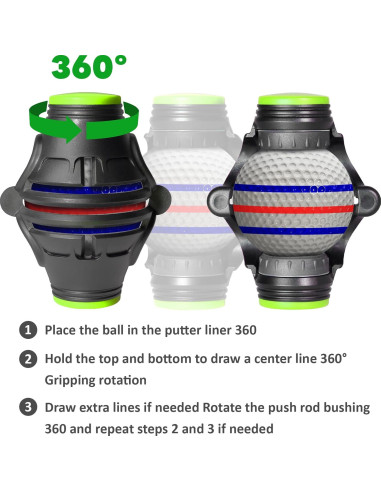 Marcador de Pelotas de Golf OlibaDu HXQ-0892 Triple 360