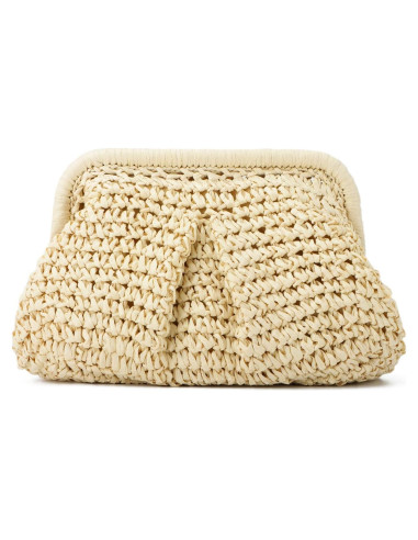 Bolso de paja Freie Liebe para mujeres, clutch de verano beige