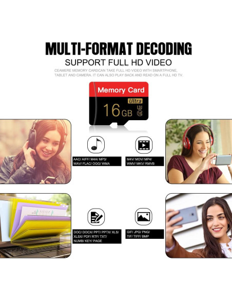 Paquete Doble de Tarjetas de Memoria Micro 16GB ESHAKHARE C10 U3 Paquete Doble de Tarjetas de Memoria Micro 16GB ESHAKHARE C10 U3