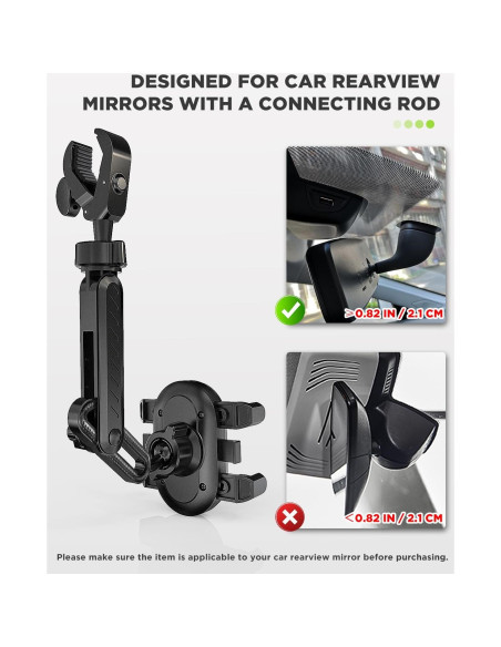 Soporte para Teléfono en Espejo Retrovisor IPOW Negro Ajustable Soporte para Teléfono en Espejo Retrovisor IPOW Negro Ajustable