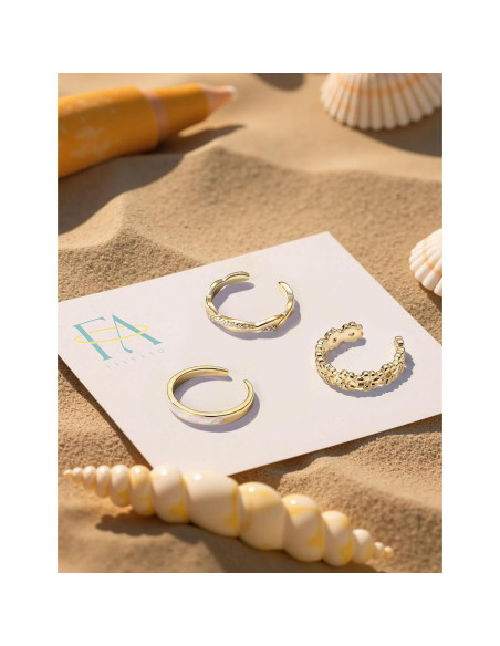 Anillos de Dedo del Pie Fiasaso 3 Pcs Plata 925 Oro Blanco Anillos de Dedo del Pie Fiasaso 3 Pcs Plata 925 Oro Blanco