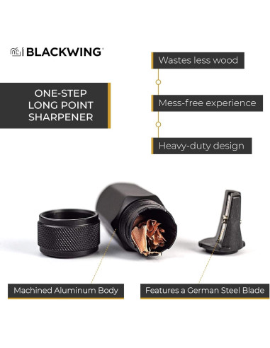 Sacapuntas Blackwing Punta Larga Compacto Aluminio Negro