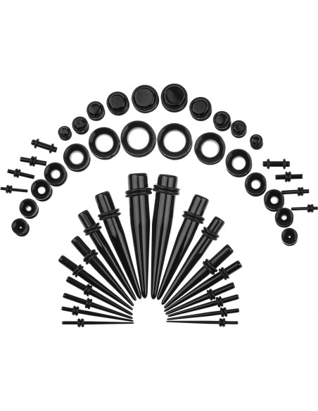 Kit de Estiramiento de Orejas Memsion 50 Piezas 14G a 00G Kit de Estiramiento de Orejas Memsion 50 Piezas 14G a 00G