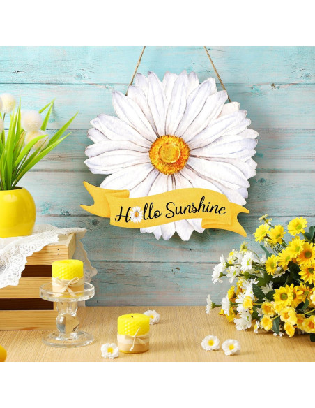 Cartel de Puerta Decorativo Yookeer Margarita de Verano 30x15cm Cartel de Puerta Decorativo Yookeer Margarita de Verano 30x15cm