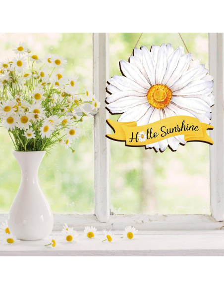 Cartel de Puerta Decorativo Yookeer Margarita de Verano 30x15cm Cartel de Puerta Decorativo Yookeer Margarita de Verano 30x15cm