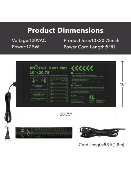 Almohadilla Térmica BN-LINK 10x20.75" para Plántulas Almohadilla Térmica BN-LINK 10x20.75" para Plántulas