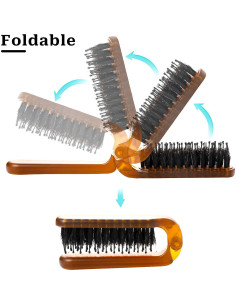 Cepillo de cabello plegable Sliverdew mini viaje cerdas jabalí 2