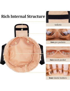 Bolsa de Maquillaje Grande Negra con Cierre de Cuerda 30x30cm 2
