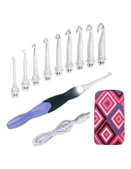 Juego de Ganchillos Iluminados Yarniss 9 en 1 con Luz LED