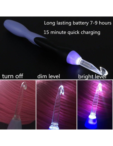 Juego de Ganchillos Iluminados Yarniss 9 en 1 con Luz LED